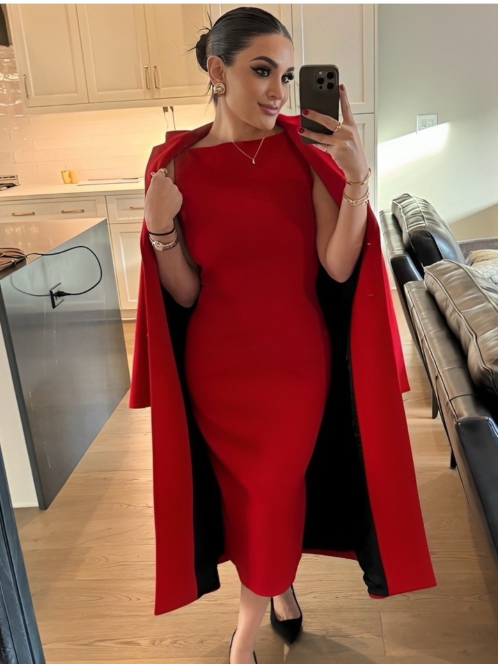 Zara Red Knit Midi Dress | Size Small | The Ultimate Power Piece